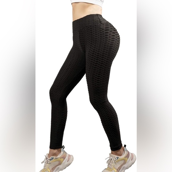 Women's High Waist YogaTIK Tok Butt Lifting Anti Cellulite Workout Leggings - Picture 1 of 13